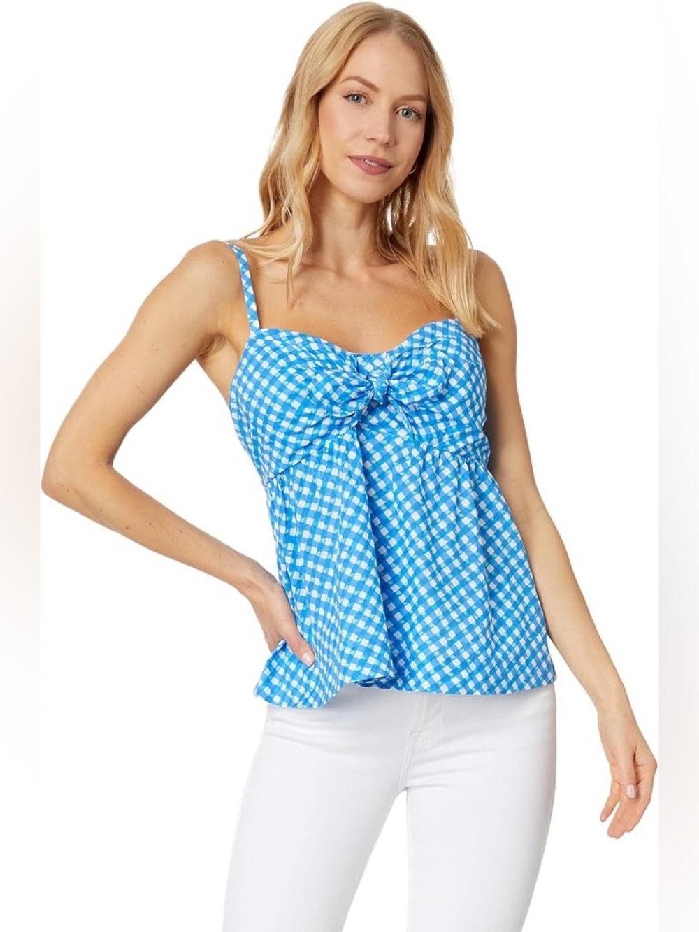 Lilly Pulitzer Mitzi Blue Gingham Tie-Front Camisole 💗NWT💗